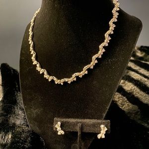 Silver CZ Bow Bridal Jewelry Set